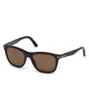 Andrew Square Shiny Acetate Sunglasses, Black