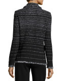 Fancy Fringe Striped Jacket, Black