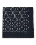 Open Circle Pocket Square, Navy