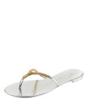 Nuvorock Crystal Flat Thong Sandal, Silver