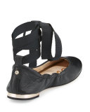 Fallon Lace-Up Ballerina Flat, Black