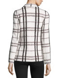 Plaid Double-Breasted Jacket, Cream/Multicolor