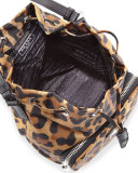 Tessuto Mini Leopard-Print Bucket Bag, Tan (Leopardo)