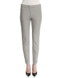 Stretch-Cuff Slim-Leg Ankle Pants, Light Gray