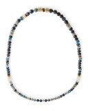 Long Beaded Blue Agate Single-Strand Necklace, 39"