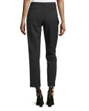 Cuffed Wool-Blend Ankle Pants, Black