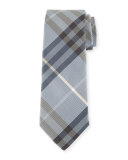Check Silk Tie, Dusty Opal Blue