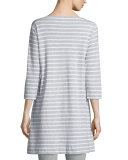 Striped Interlock Tunic, Gray/White