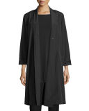 Organic-Cotton/Nylon A-line Knee-Length Jacket 