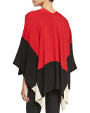 Colorblock Cotton Cape, Black/Classic Red, Plus Size