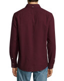Standard Issue Brushed Cotton Sport Shirt, Burgundy