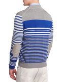 Multi-Striped Full-Zip Jacket, Gray/Blue/White