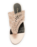 Cindy Macramé Flat Thong Sandal, Rose Gold