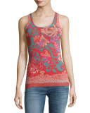 Floral-Print Tulle Tank, Pink Pattern