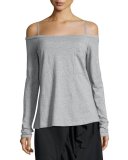 Knit Cold-Shoulder Long-Sleeve Tee