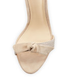 Clarita Suede & Linen 60mm City Sandal, Soft Beige