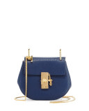 Drew Mini Lambskin Shoulder Bag, Navy