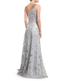 One-Shoulder Embroidered Gown 