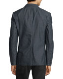 Two-Button Cotton Blazer, Indigo