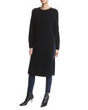 Knox Wool/Cashmere-Blend Side-Slit Sweater