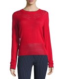 Adriana Pointelle Sweater, Red