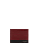 Colorblock Saffiano Card Case, Black/Red (Nero/Rubino)