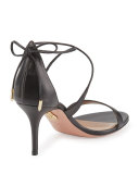 Linda Napa Leather 75mm Sandal, Black