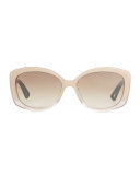 Plastic Rectangle Sunglasses, Ivory