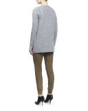 Cashmere V-Neck Donegal Cardigan, Gray