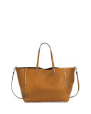 Medium Double Rockstud Reversible Tote Bag, Black/Bright Cuir