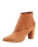 Diaz Suede Low-Heel Bootie, Camel