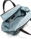 Biker Leather-Trim Nylon Babybag, Blue