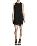 Felicia Asymmetric Shift Dress, Black