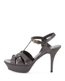 Tribute Patent Leather Sandal, Dark Anthracite