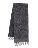 Printed Cashmere Scarf, Gray