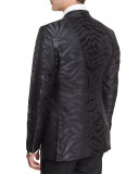 O'Connor Base Tonal Zebra-Print Silk Sport Jacket, Black