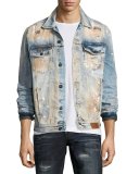 Dendrite Light-Wash Distressed Denim Jacket, Indigo