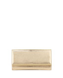 Maia Metallic Leather Clutch Bag, Gold