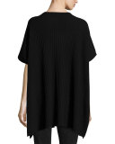 Cashmere Ribbed Easy Poncho Sweater