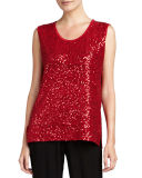 Sequined Scoop-Neck Tank, Petite