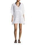Short Crocheted Tunic Coverup, White