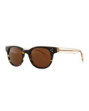 Afton Round Two-Tone Sunglasses, Coco 