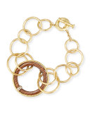 18K Gold & Wooden Circle Link Necklace with Diamonds