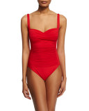 Mio Ruched Sweetheart One-Piece Swimsuit, Periwinkle