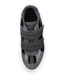 Banded Leather Low-Top Sneaker, Black/Gray