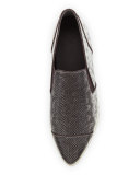 Payer Embossed Pointed-Toe Slip-On Sneaker, Silver/Gray