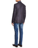 San Servo Check Two-Button Sport Coat, Brown/Blue