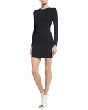 Nick Long-Sleeve Ribbed Stretch Dress, Navy