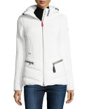 Hooded Quilted Down Jacket, White