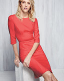 3/4-Sleeve Sheath Dress, Pink